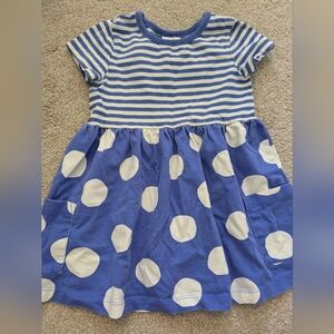 Blue and White Striped and Polka Dot Kids Dress